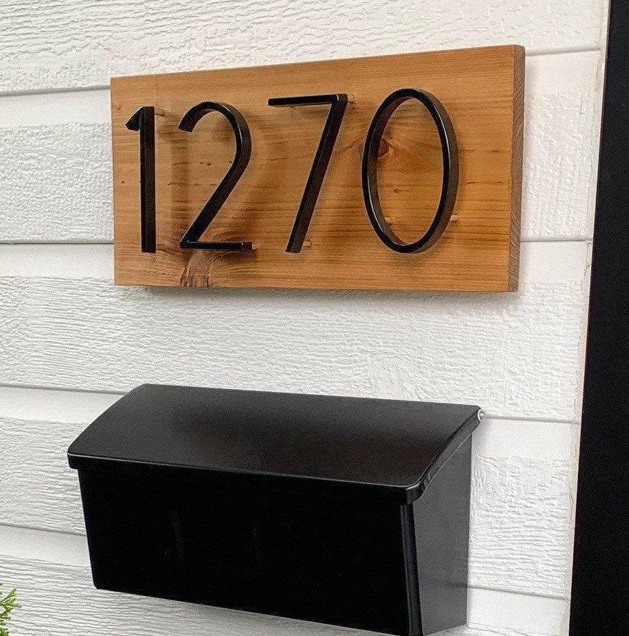 Address Sign For House, Horizontal Address Plaque, New Home Sign, House Numbers Modern Black, First Home Gifts For Couple, Wood Address Sign