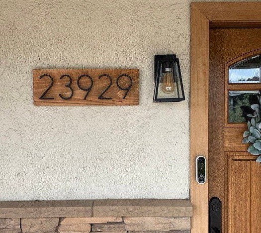 House Number Sign, Modern Floating House Numbers, Address Plaque, Address Sign, Cedar Wood Number Sign