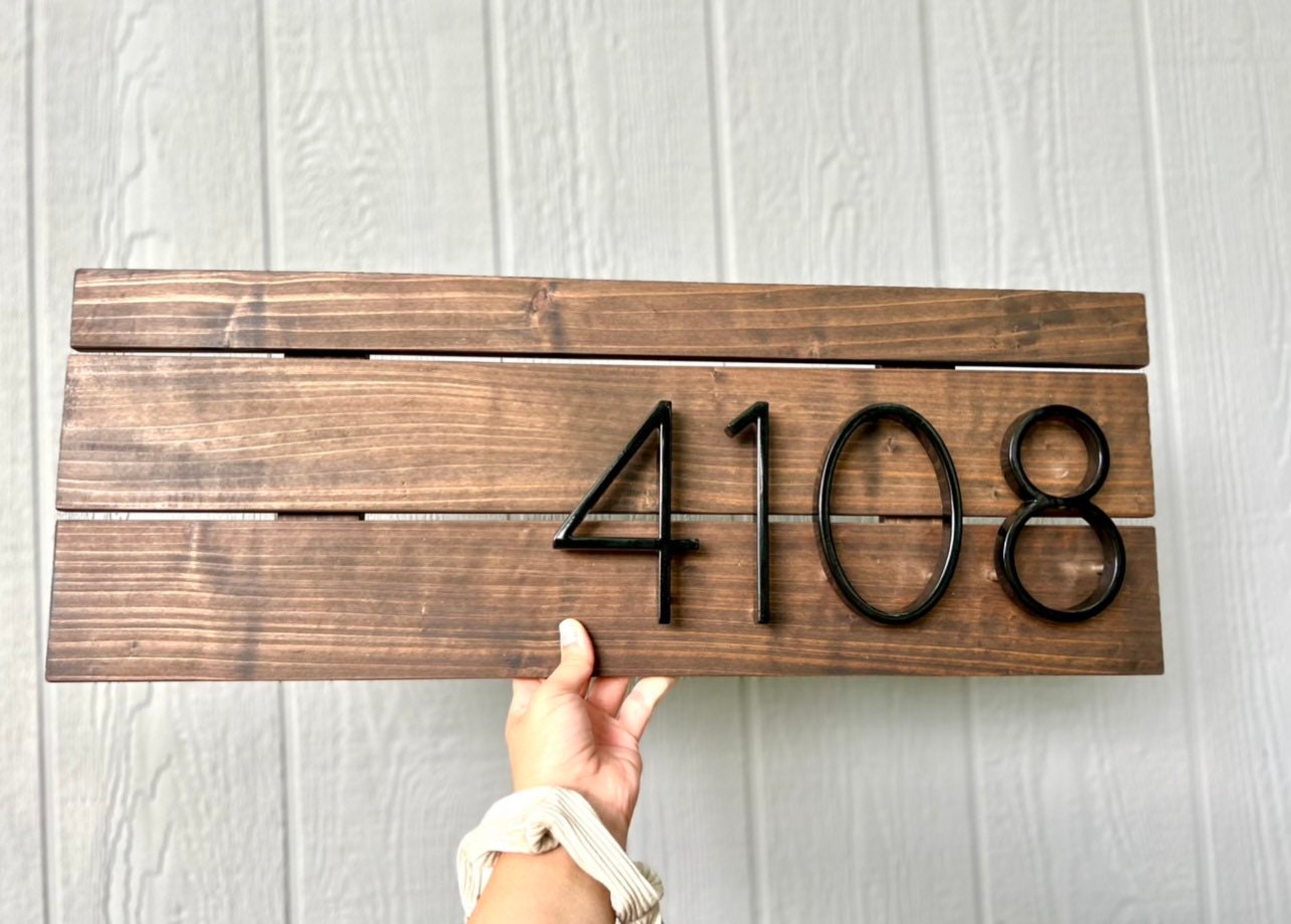 Horizontal House Number Sign, House Number Plaque, Address Plaque, Cedar Porch Sign, Housewarming Gift, New Home Gift