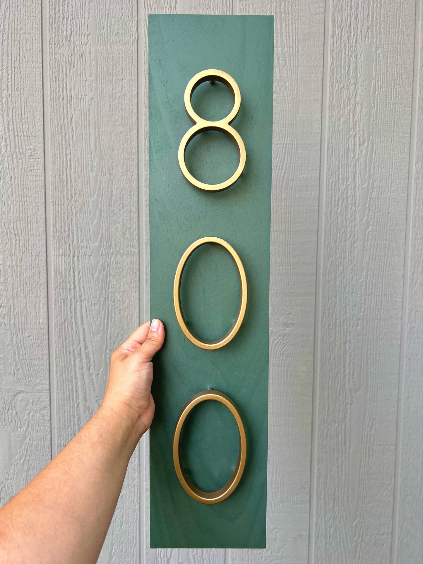 Gold House Number Sign, Brass Home Numbers,  Modern Vertical Address Plaque, Personalized Housewarming Gift, Navy Blue and Gold Home Decor