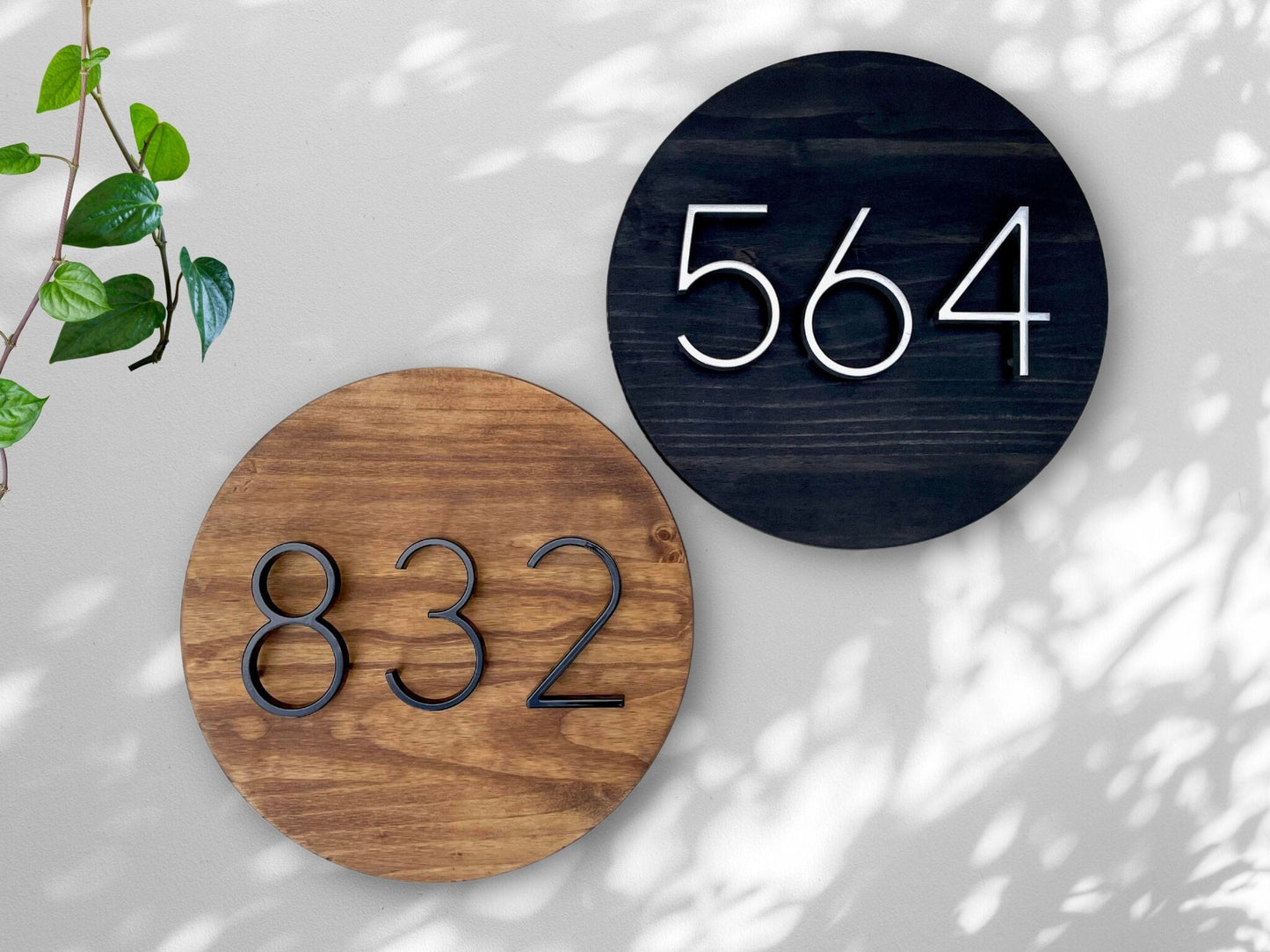 Circular House Number Sign, Round Address Plaque, Wood Home Address Sign, Modern Numbers, Circle Porch Sign