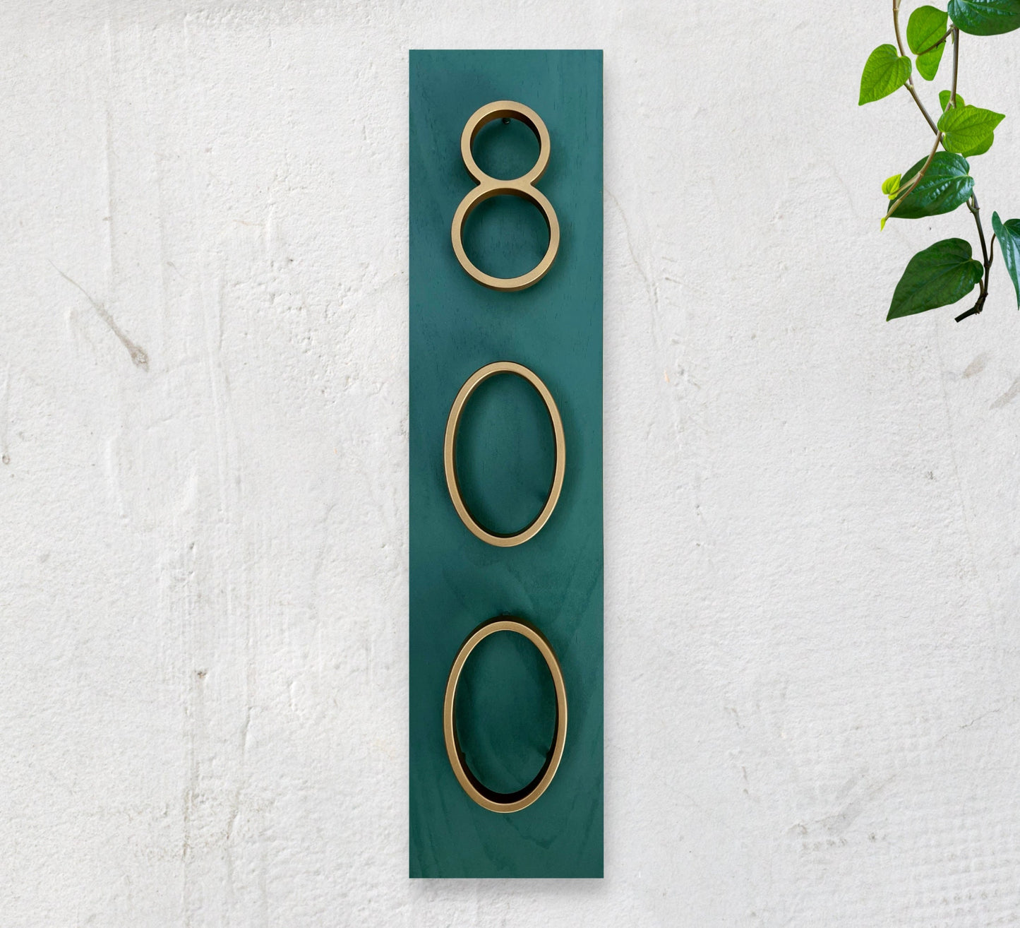 Gold House Number Sign, Brass Home Numbers,  Modern Vertical Address Plaque, Personalized Housewarming Gift, Navy Blue and Gold Home Decor