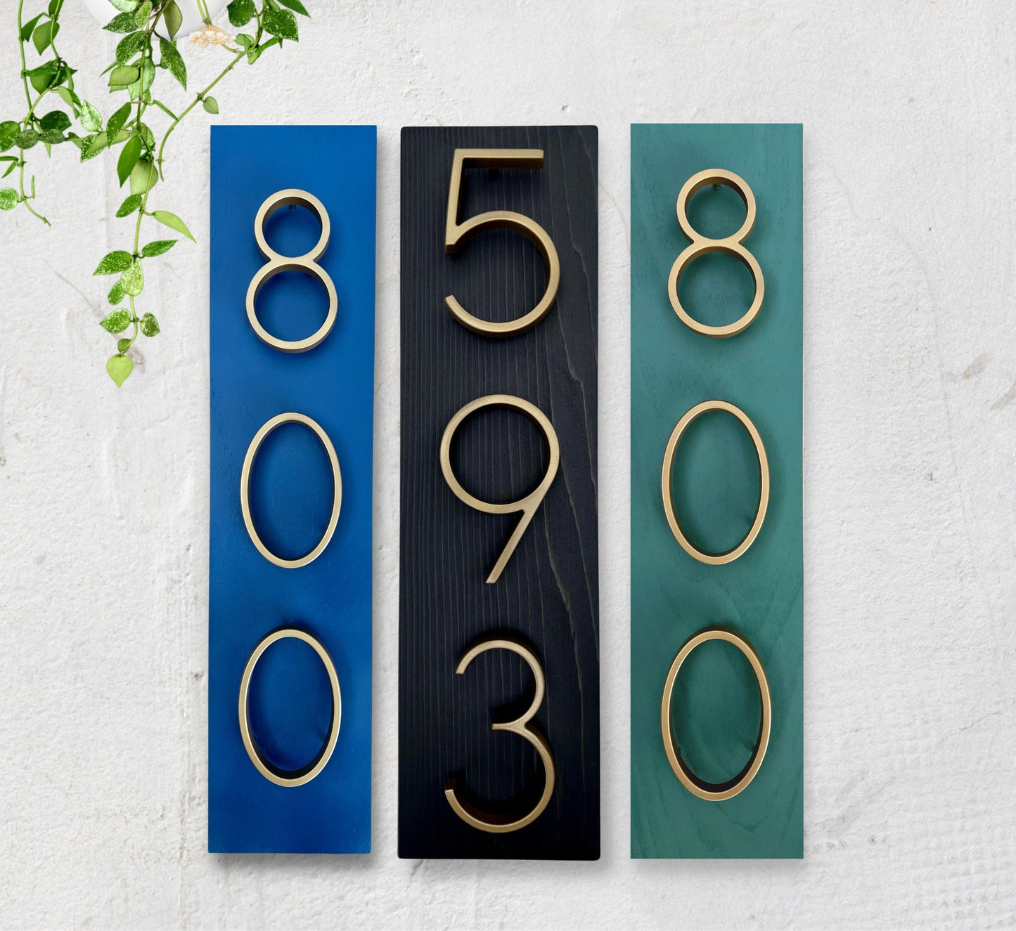 Gold House Numbers, Modern Address Sign, Vertical Address Plaque, Modern House Number Gift, Housewarming Present, Bronze House Numbers