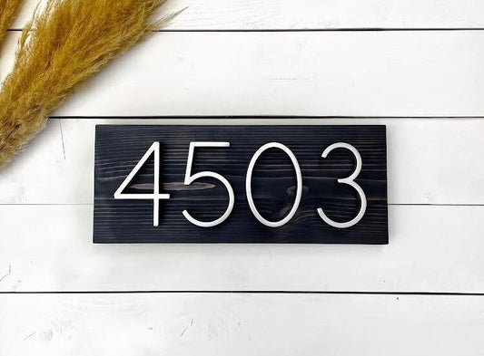 Address Sign For House, Horizontal Address Plaque, New Home Sign, House Numbers Modern Black, First Home Gifts For Couple, Wood Address Sign