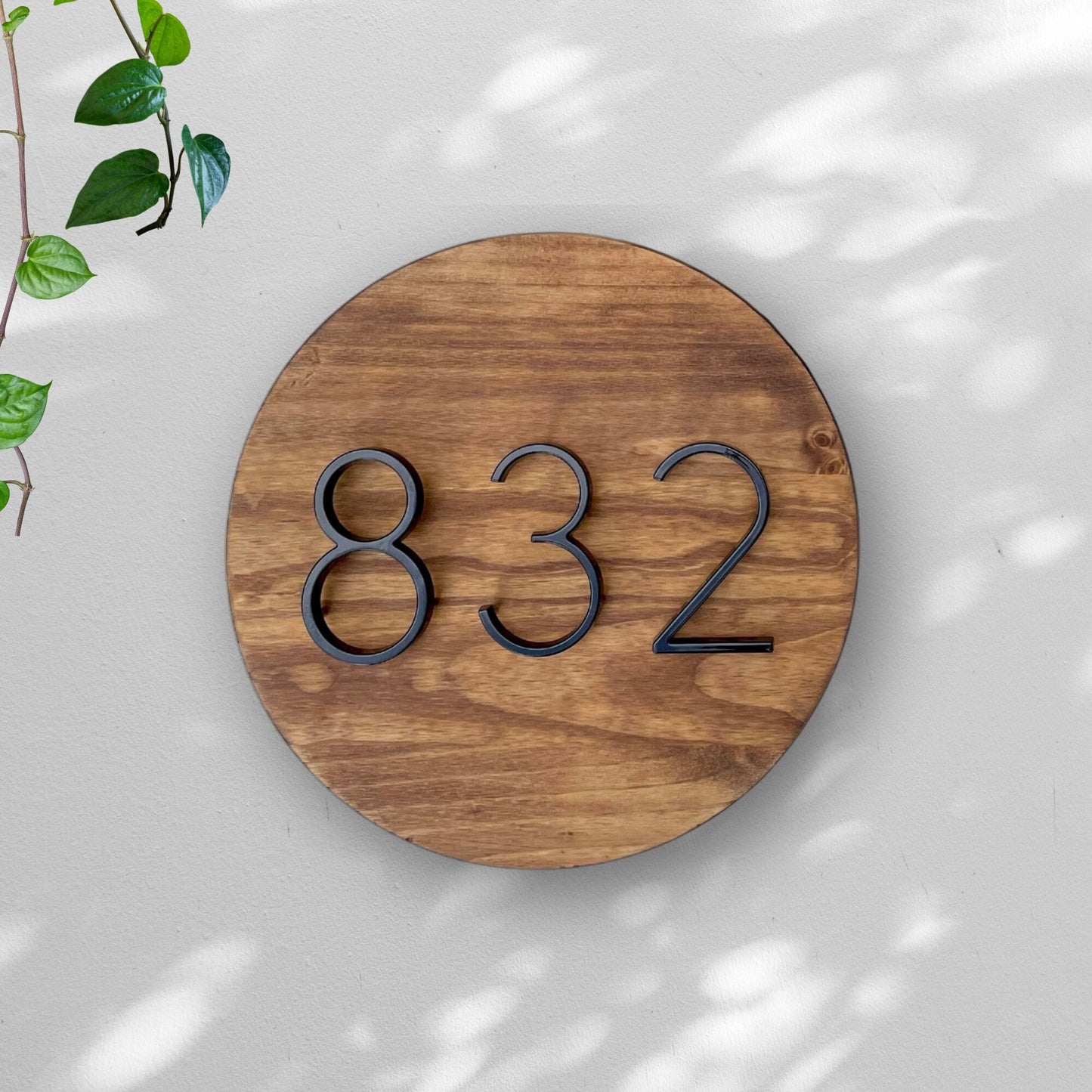 Round Address Sign, Modern House Number Sign, Circular Address Plaque, Round House Number Wood Address Sign, Floating House Numbers